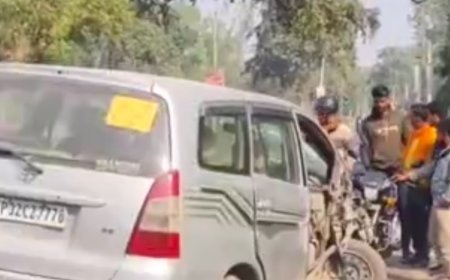 अयोध्या : कार-ट्रॉली की भीषण टक्कर, कार का अगला हिस्सा चकनाचूर, चालक सुरक्षित