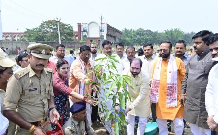 बलरामपुर : एक पेड़ माँ के नाम प्रभारी मंत्री सतीश शर्मा की उपस्थिति में बलरामपुर में हुआ भव्य वृक्षारोपण लिया हरित भविष्य का संकल्प।