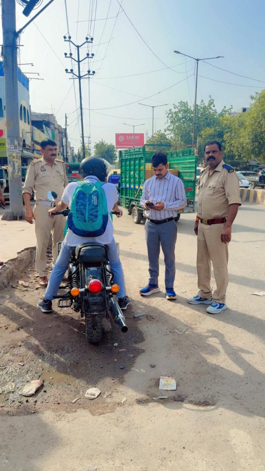 31 मॉडीफाई साइलेंसर लगे वाहनो पर हुई चालान की कार्यवाही