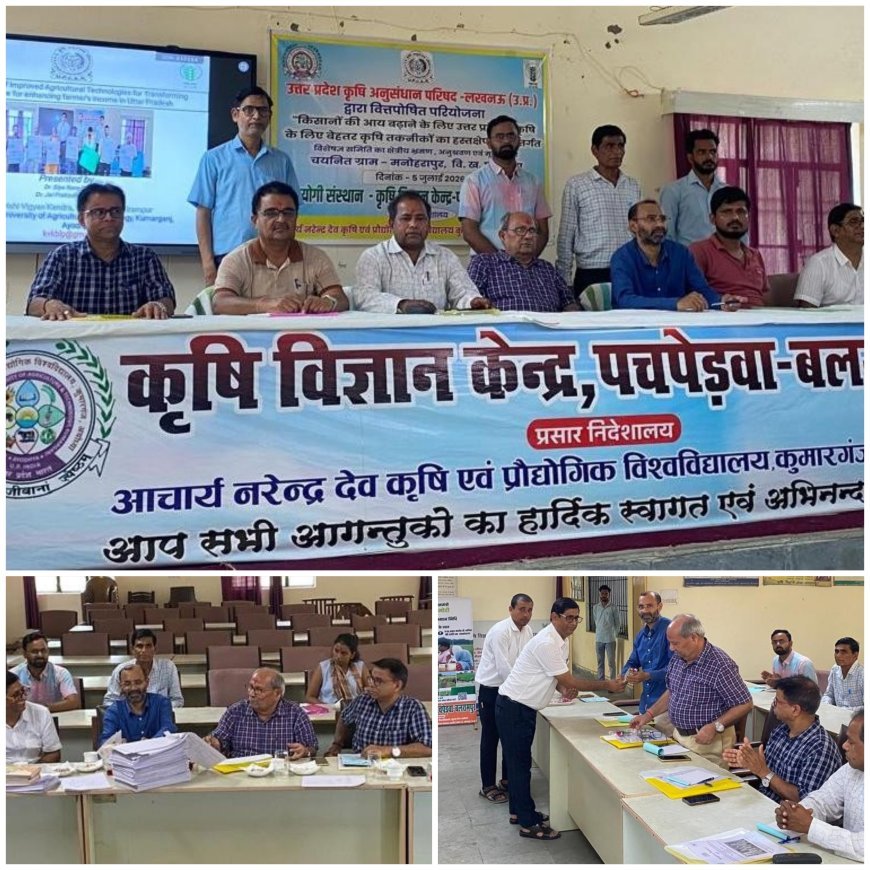 बलरामपुर: पंतनगर विश्वविद्यालय की विशेषज्ञ टीम ने कृषि विज्ञान केंद्र पचपेड़वा का निरीक्षण किया